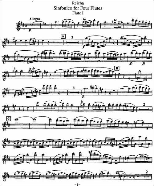 瑞查长笛四重奏-Flute-1-长笛五线谱|长笛谱