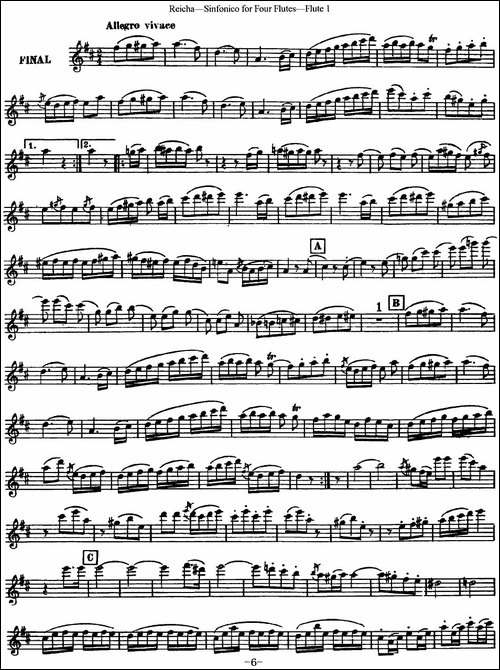 瑞查长笛四重奏-Flute-1-长笛五线谱|长笛谱