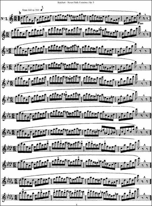 瑞澈特七首每日长笛练习曲Op.5-NO.3-长笛五线谱|长笛谱