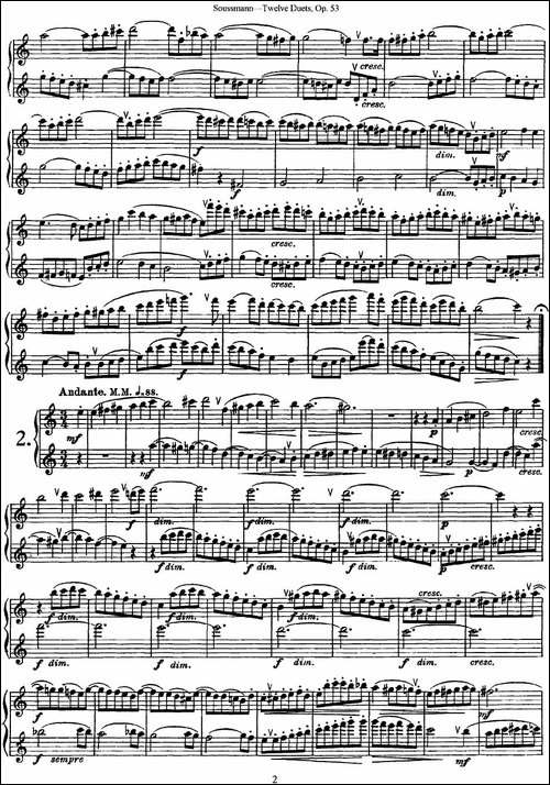 苏斯曼12首长笛重奏曲Op.53-NO.1-NO.4-长笛五线谱|长笛谱