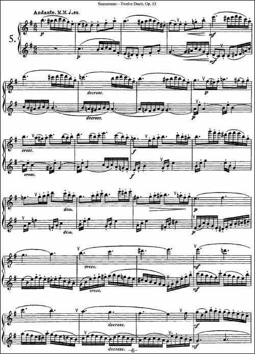 苏斯曼12首长笛重奏曲Op.53-NO.5-长笛五线谱|长笛谱