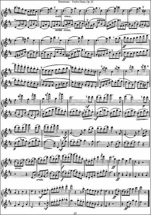 苏斯曼12首长笛重奏曲Op.53-NO.8-NO.9-长笛五线谱|长笛谱