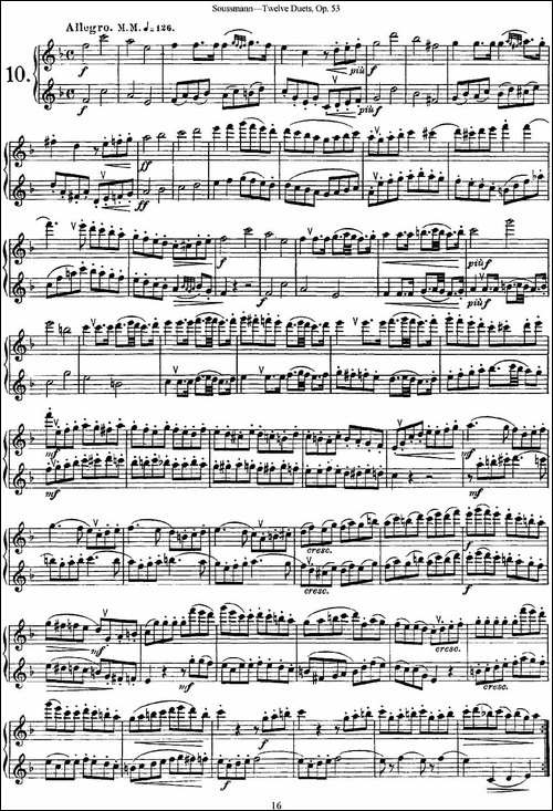苏斯曼12首长笛重奏曲Op.53-NO.10-NO.11-长笛五线谱|长笛谱