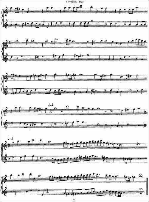 斯威利克长笛二重奏-长笛五线谱|长笛谱