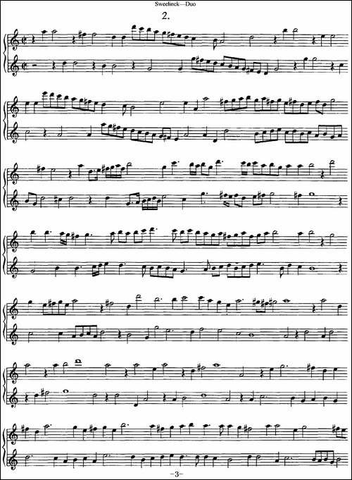 斯威利克长笛二重奏-长笛五线谱|长笛谱