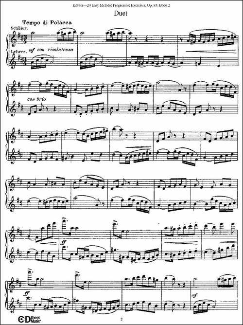 柯勒练习曲作品93号-二-长笛五线谱|长笛谱