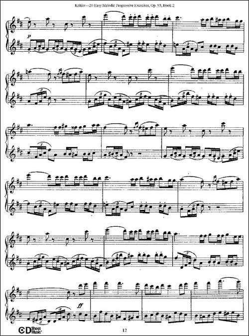 柯勒练习曲作品93号-二-长笛五线谱|长笛谱