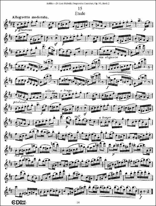 柯勒练习曲作品93号-二-长笛五线谱|长笛谱