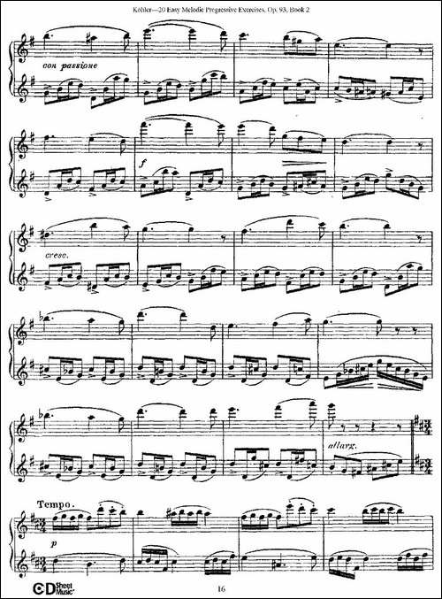 柯勒练习曲作品93号-二-长笛五线谱|长笛谱