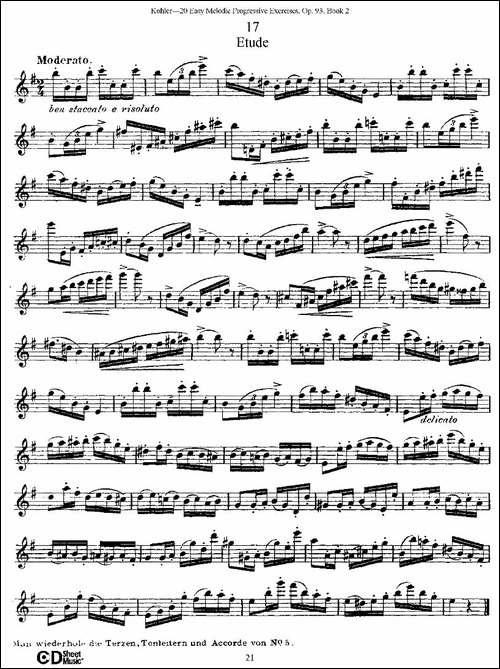 柯勒练习曲作品93号-二-长笛五线谱|长笛谱