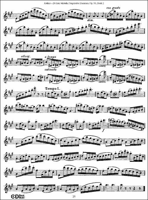 柯勒练习曲作品93号-二-长笛五线谱|长笛谱
