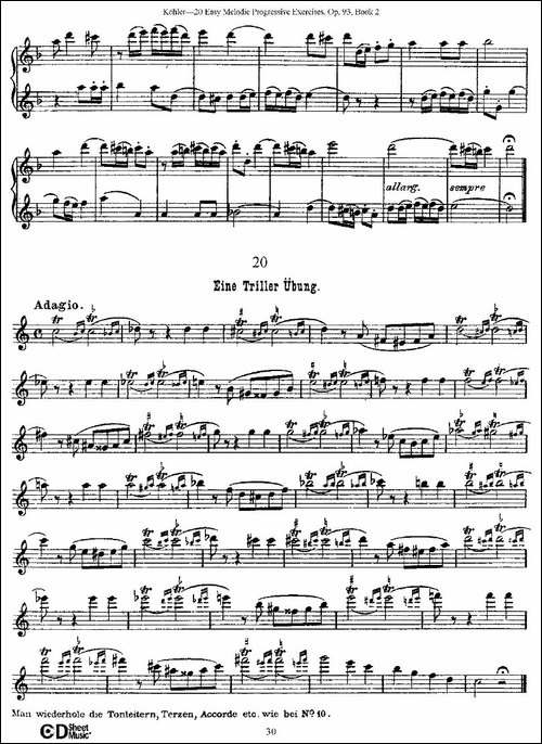 柯勒练习曲作品93号-二-长笛五线谱|长笛谱