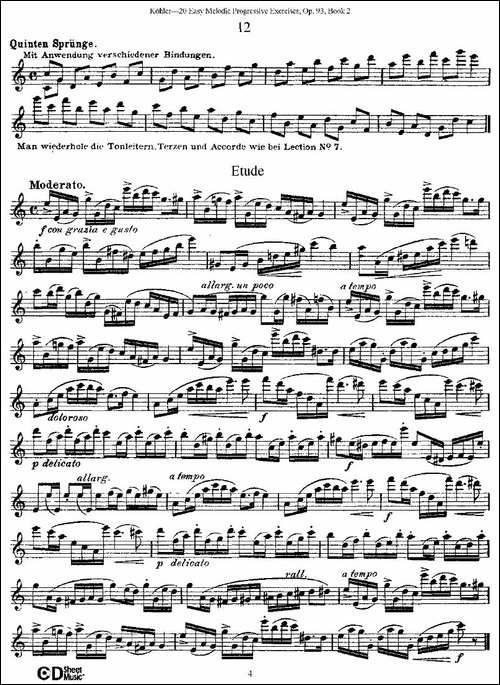 柯勒练习曲作品93号-二-长笛五线谱|长笛谱