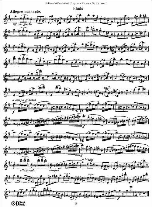 柯勒练习曲作品93号-二-长笛五线谱|长笛谱