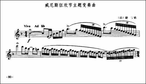威尼斯狂欢节主题变奏曲-长笛五线谱|长笛谱