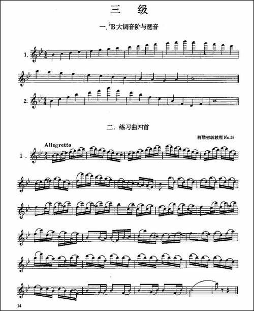 长笛三级考级曲谱-长笛五线谱|长笛谱