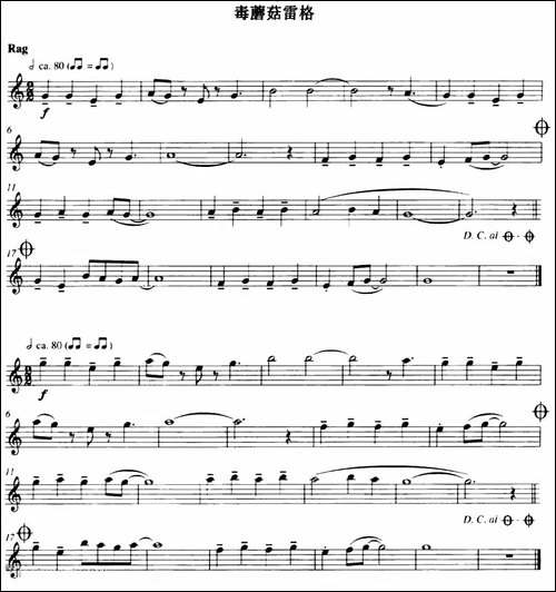毒蘑菇雷格-长笛五线谱|长笛谱