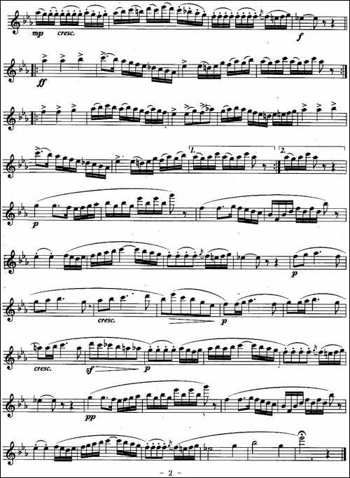 阿莱城姑娘-长笛五线谱|长笛谱