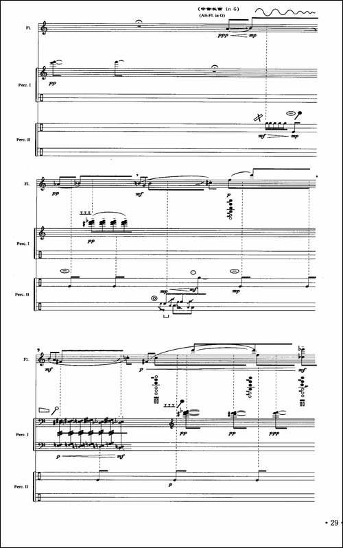 悲歌-长笛+打击乐-长笛五线谱|长笛谱