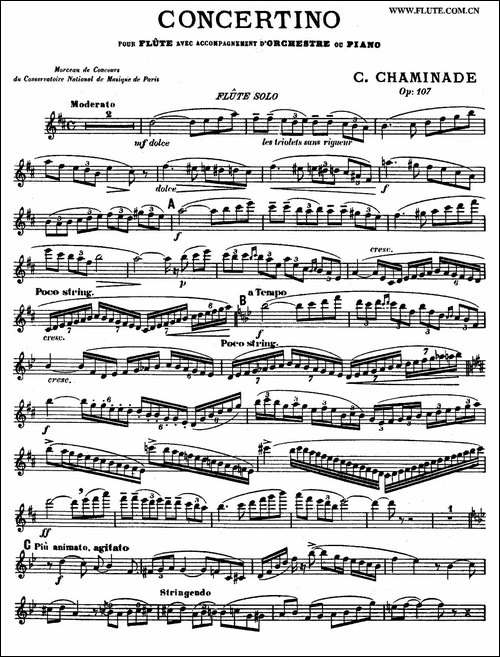 Concertino-Op107-长笛协奏曲长笛独奏-长笛五线谱|长笛谱