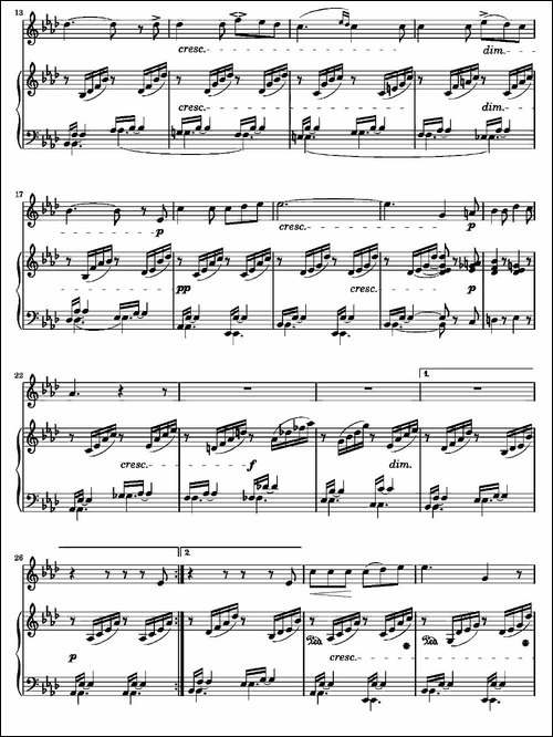 On-Wings-of-Song-Op.-34,-No.-2-长笛五线谱|长笛谱
