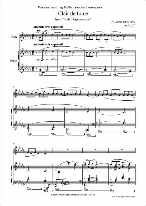 Clair-de-lune-长笛+钢琴伴奏-长笛五线谱|长笛谱