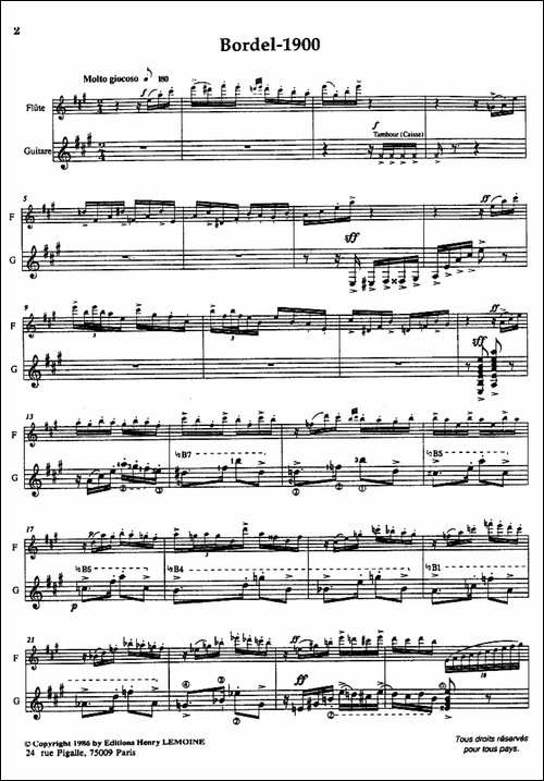 Histoire-du-Tango：1、Bordel-1900-长笛+吉-长笛五线谱|长笛谱