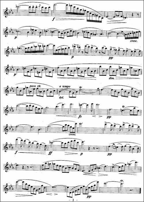 如歌的行板-波姆作曲版-长笛五线谱|长笛谱