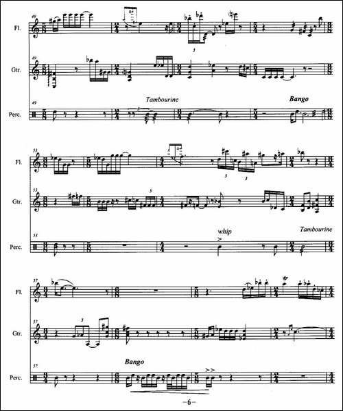 人生无根蒂-长笛+吉它+打击乐-长笛五线谱|长笛谱