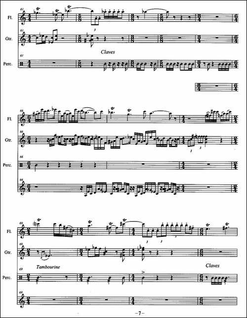 人生无根蒂-长笛+吉它+打击乐-长笛五线谱|长笛谱