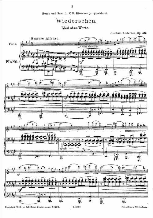 Wiedersehen.Op.46-长笛+钢琴伴奏-长笛五线谱|长笛谱