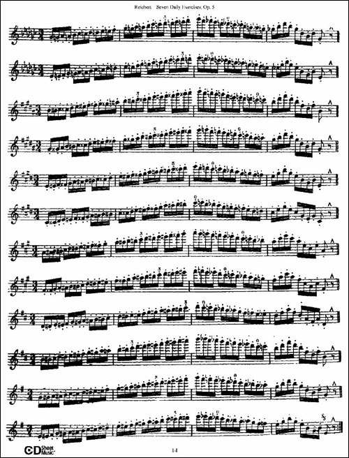 Seven-Daily-Exercises,-Op.5-每日练习七首，-长笛五线谱|长笛谱