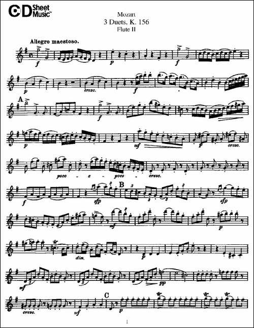 3-Duets-K.156-之第二长笛-二重奏三首-K156号-长笛五线谱|长笛谱