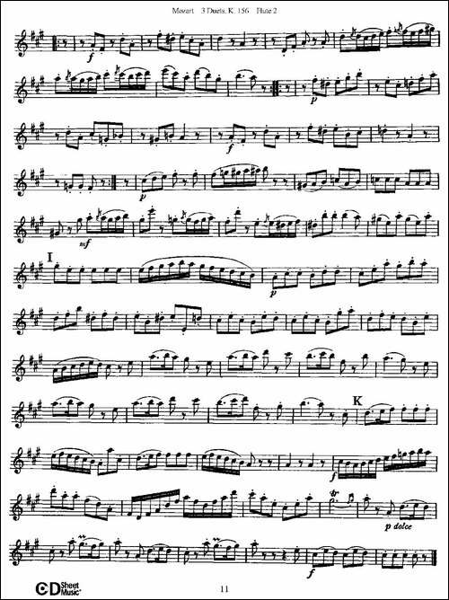 3-Duets-K.156-之第二长笛-二重奏三首-K156号-长笛五线谱|长笛谱