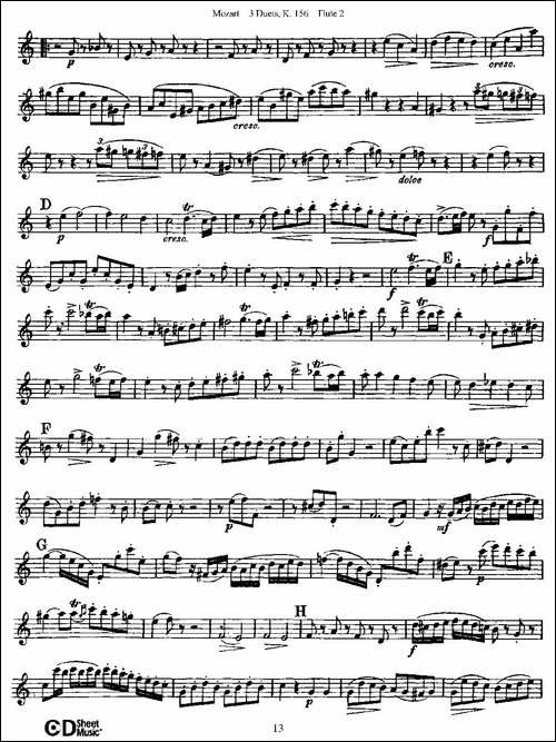3-Duets-K.156-之第二长笛-二重奏三首-K156号-长笛五线谱|长笛谱
