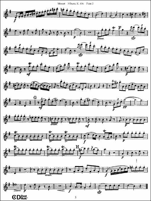 3-Duets-K.156-之第二长笛-二重奏三首-K156号-长笛五线谱|长笛谱