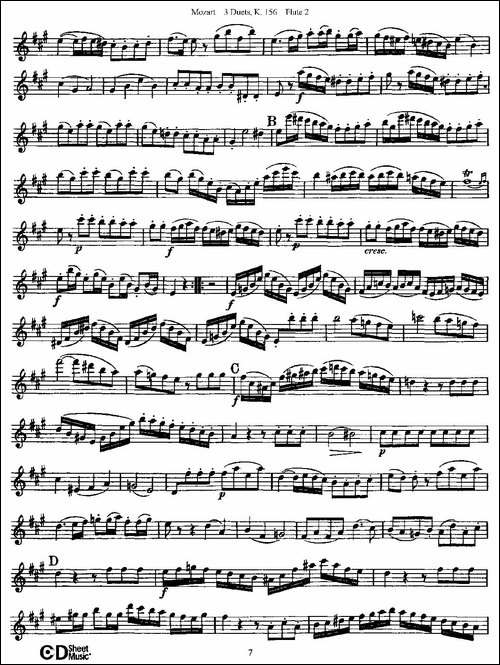 3-Duets-K.156-之第二长笛-二重奏三首-K156号-长笛五线谱|长笛谱