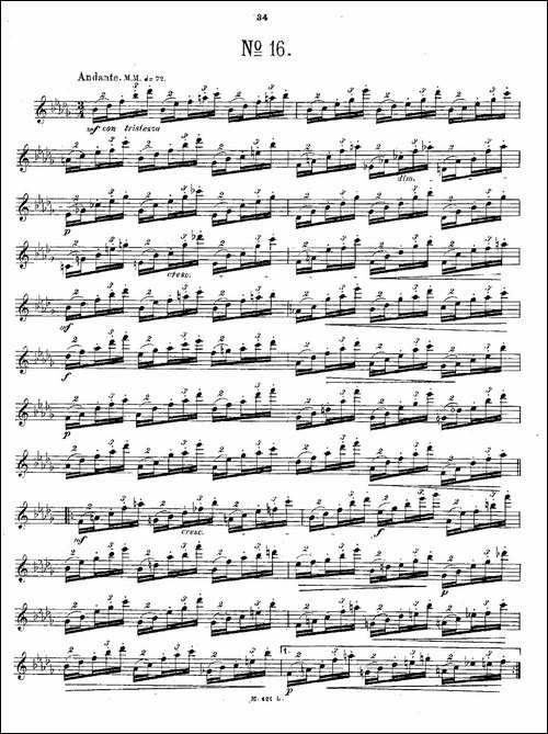 24首长笛练习曲-Op.15-之16—20-长笛五线谱|长笛谱