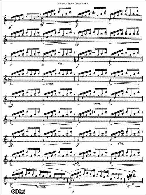 Bach-24-Flutc-Concert-Studies-之6—10-巴赫-长笛五线谱|长笛谱