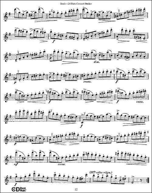 Bach-24-Flutc-Concert-Studies-之6—10-巴赫-长笛五线谱|长笛谱