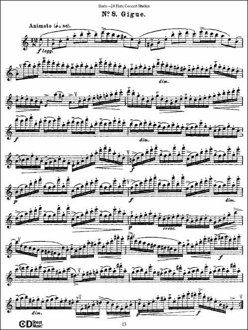 Bach-24-Flutc-Concert-Studies-之6—10-巴赫-长笛五线谱|长笛谱