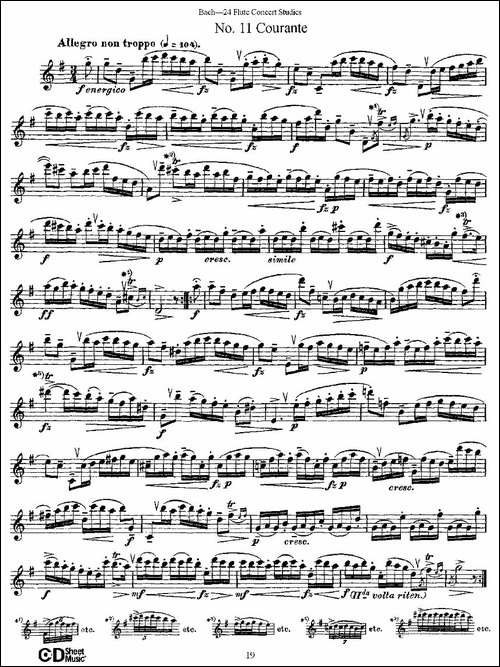 Bach-24-Flutc-Concert-Studies-之11—15-巴-长笛五线谱|长笛谱