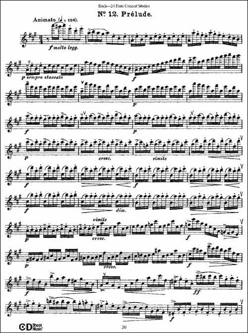 Bach-24-Flutc-Concert-Studies-之11—15-巴-长笛五线谱|长笛谱