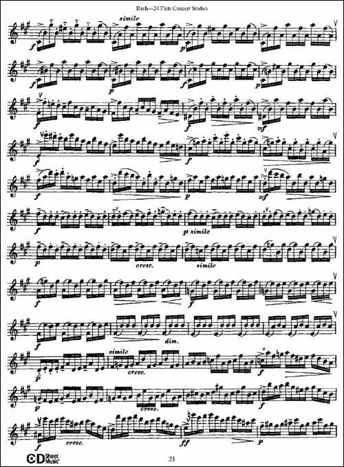Bach-24-Flutc-Concert-Studies-之11—15-巴-长笛五线谱|长笛谱
