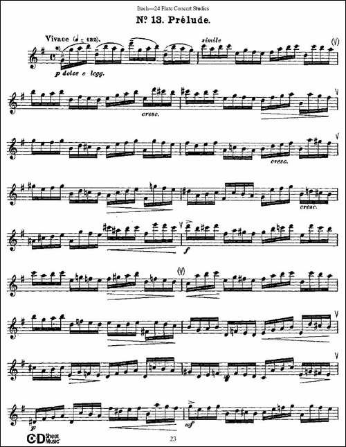 Bach-24-Flutc-Concert-Studies-之11—15-巴-长笛五线谱|长笛谱