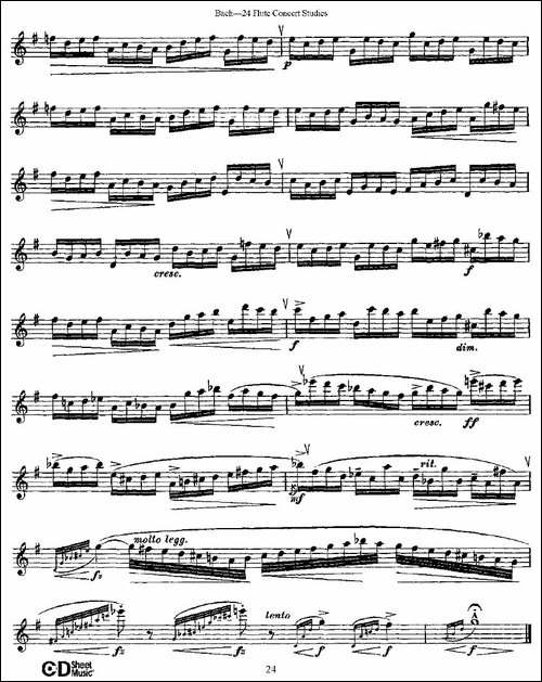 Bach-24-Flutc-Concert-Studies-之11—15-巴-长笛五线谱|长笛谱