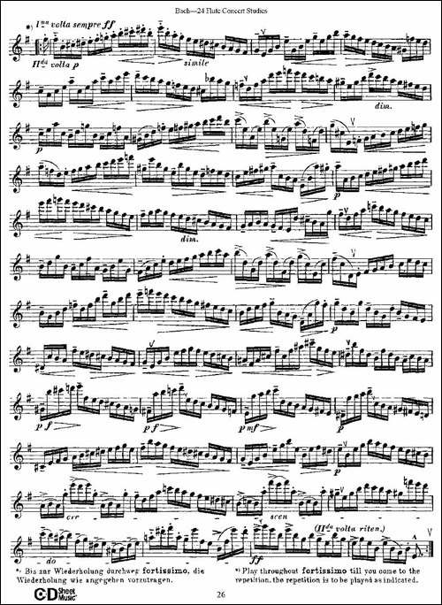 Bach-24-Flutc-Concert-Studies-之11—15-巴-长笛五线谱|长笛谱