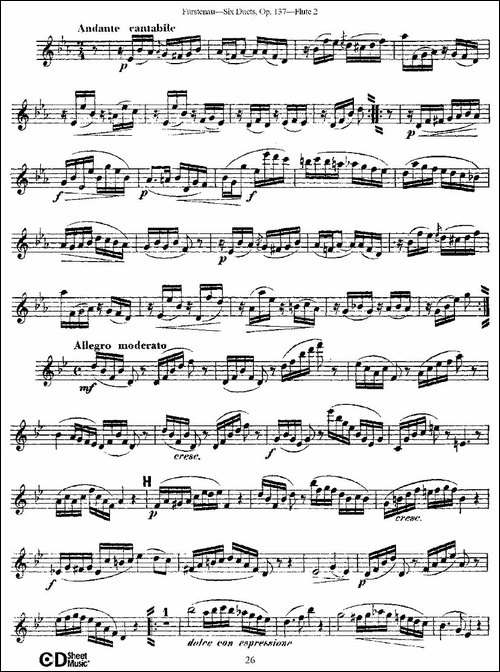 Six-Duets,-Op.137-之五-二重奏-六首作品-137-长笛五线谱|长笛谱