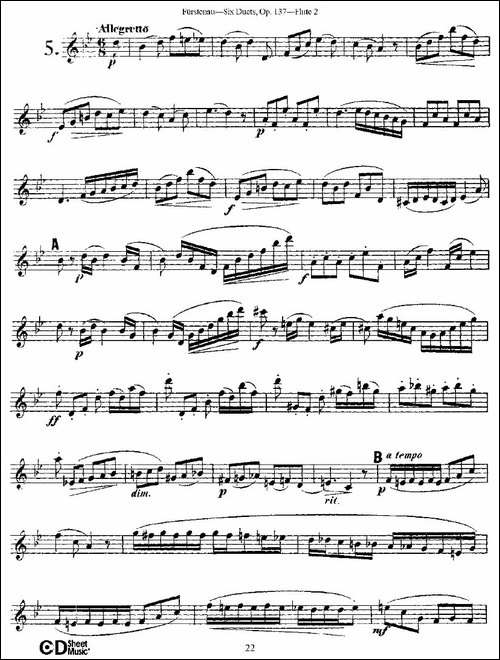 Six-Duets,-Op.137-之五-二重奏-六首作品-137-长笛五线谱|长笛谱