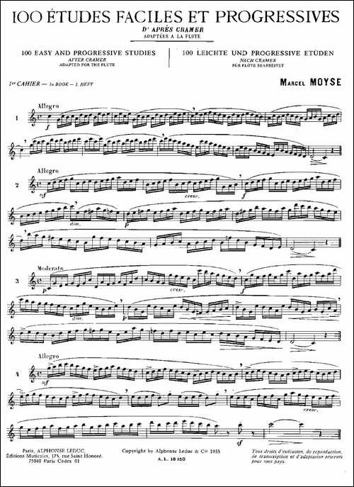 简易音阶练习100首之1-19-moyse-100-studies-a-长笛五线谱|长笛谱